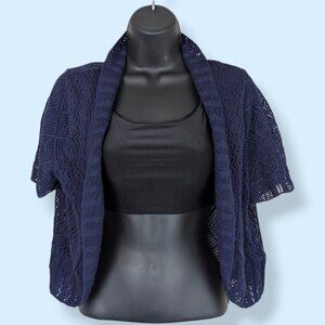 V. Jessica Howard Cropped Crochet Cardigan